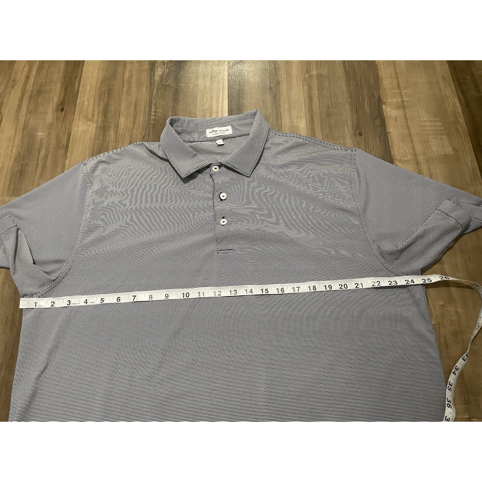 Peter Millar Polo Shirt Men's Size Large Blue Strip Performance Summer Comfort — image 6 of 7
